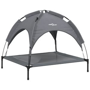 vidaXL Cama para c&atilde;es com toldo tecido oxford e a&ccedil;o antracite