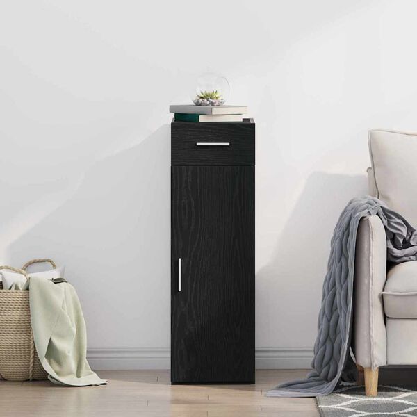 vidaXL Buffet com gaveta Carvalho Preto 30 x 42,5 x 93 cm