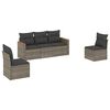 vidaXL 5 pcs conjunto sof&aacute;s de jardim c/ almofad&otilde;es vime PE cinzento