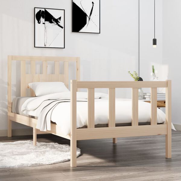 vidaXL Estrutura de cama solteiro 90x190 cm madeira maciça