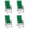 vidaXL Cadeiras jardim reclin&aacute;veis c/ almofad&otilde;es 4 pcs ac&aacute;cia maci&ccedil;a