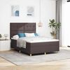 vidaXL Cama Box Spring LED Marrom Escuro 140 x 200 cm tecido