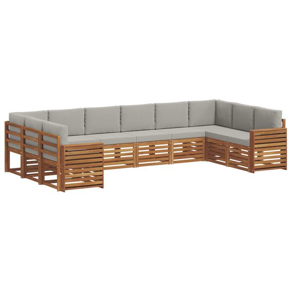 vidaXL Conjunto de Sof&aacute; Sectional 10 pcs Cinza Natural e Claro
