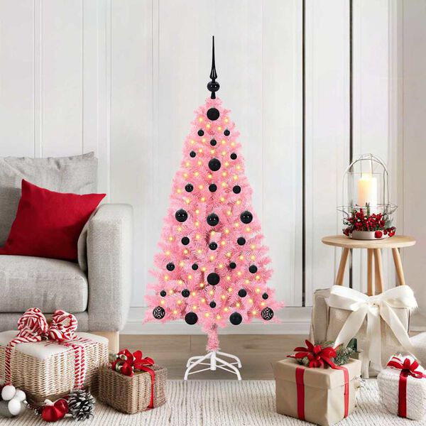 vidaXL &Aacute;rvore de Natal com 150 LEDs com suporte Rosa 120 cm PVC