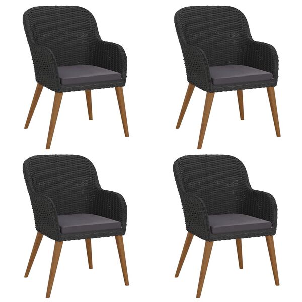 vidaXL 5 pcs conjunto de jantar p/ jardim c/ almofad&otilde;es preto