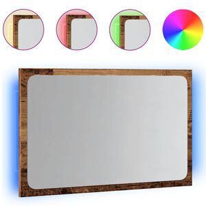 vidaXL Espelho de casa de banho c/ luz LED 60x8,5x38 cm madeira velha