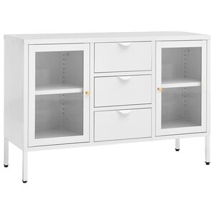 vidaXL Aparador 105x35x70 cm vidro temperado e a&ccedil;o branco