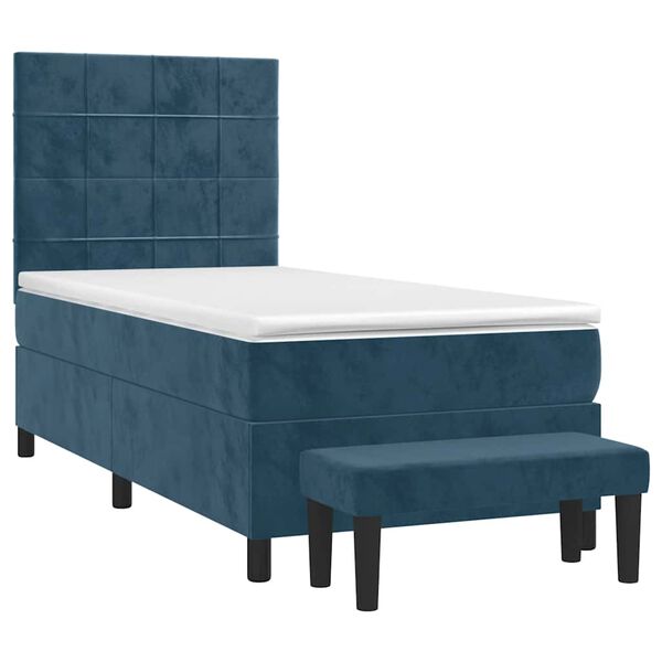 vidaXL Cama com molas/colch&atilde;o 90x190 cm veludo azul-escuro