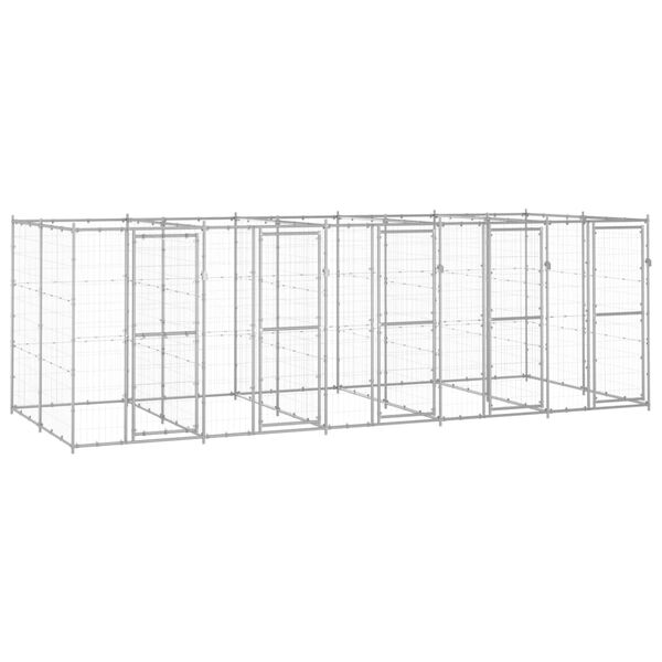vidaXL Canil de exterior 12,1 m&sup2; a&ccedil;o galvanizado