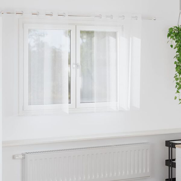 vidaXL Cortina de Voile 2 pcs Branco 140 x 140 cm Poli&eacute;ster