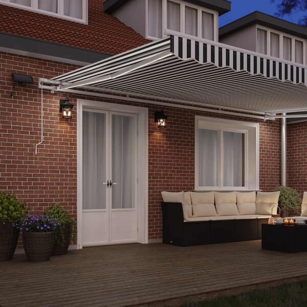 vidaXL Toldo retr&aacute;til manual com LED 500x300 cm antracite/branco