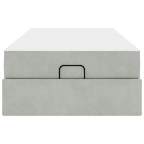 vidaXL Estrutura de cama com colch&atilde;o 2 pcs Cinzento-claro Veludo