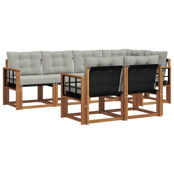 vidaXL Conjunto de Sof&aacute;s para Exterior 7 pcs Cinza Natural e Claro