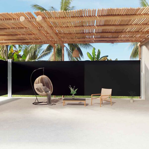 vidaXL Toldo lateral retrátil 220x1200 cm preto