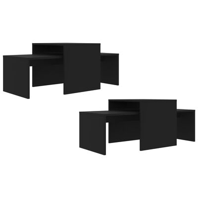 vidaXL Conjunto mesas de centro 100x48x40 cm contraplacado preto