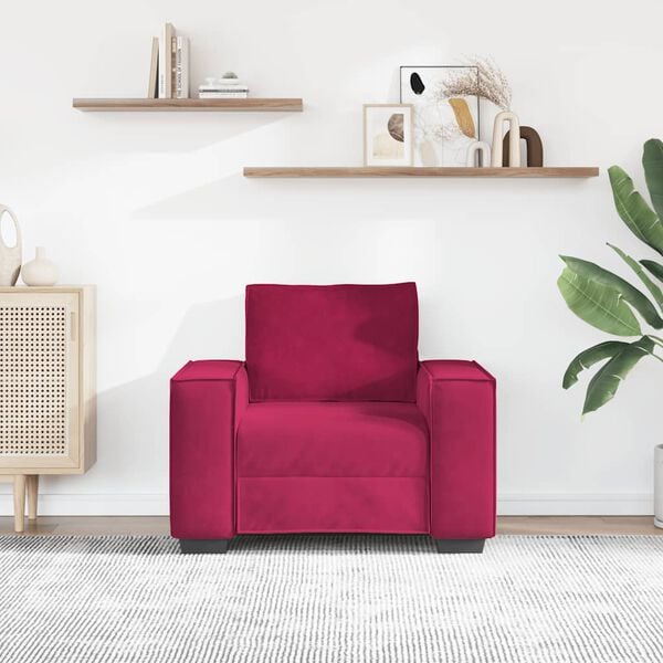 vidaXL Poltrona 60 cm veludo vermelho-tinto