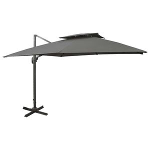 vidaXL Guarda-sol jardim cantilever c/ toldo duplo 300x300cm antracite