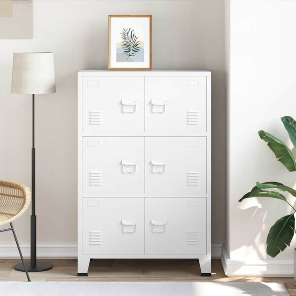 vidaXL Aparador de arrumação industrial 75x40x115 cm metal branco