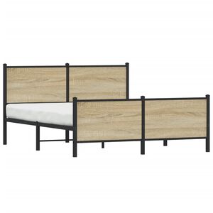 vidaXL Estrutura de cama sem colch&atilde;o 140x190 cm metal carvalho sonoma