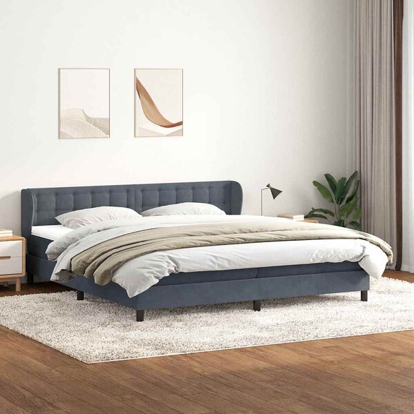 vidaXL Cama com molas/colch&otilde;es 180x210 cm veludo cinzento-escuro