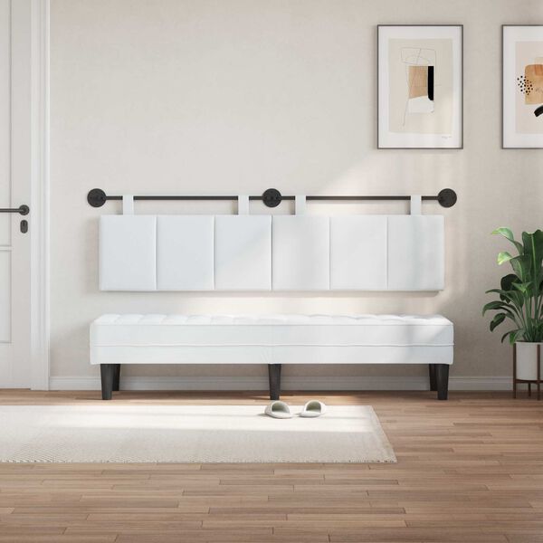 vidaXL Cabeceira Suspensa Riscas Branco 170 x 55 x 5 cm tecido