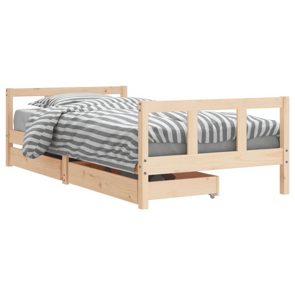 vidaXL Estrutura de cama infantil c/ gavetas 90x190 cm pinho maci&ccedil;o