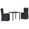 vidaXL Conjunto de Jantar para Jardim 3 unid. Preto vime PE