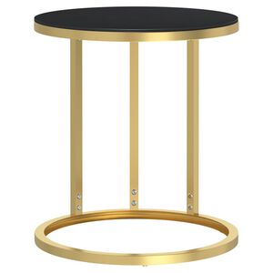 vidaXL Mesa de apoio dourada e vidro temperado preto 45 cm