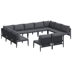 vidaXL Conjunto de Sof&aacute; de Jardim 11 unid. Preto A&ccedil;o