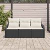 vidaXL Conjunto de Sof&aacute; de Jardim com almofada 3 pcs Preto vime PE