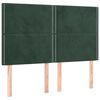 vidaXL Cabeceira de cama c/ LED veludo 144x5x118/128 cm verde-escuro