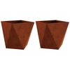 vidaXL Floreira 2 pcs Ferro Enferrujado 40 x 40 x 40 cm