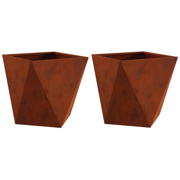 vidaXL Floreira 2 pcs Ferro Enferrujado 40 x 40 x 40 cm