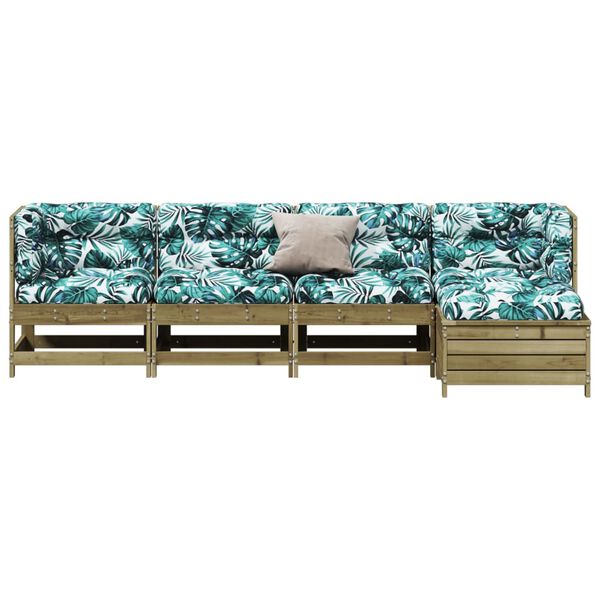 vidaXL 5 pcs conjunto lounge de jardim c/ almofad&otilde;es pinho impregnado