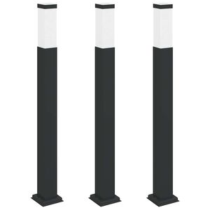 vidaXL Lumin&aacute;rias de poste, 3 unidades, 80 cm, pretas, IP44