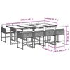 vidaXL 9 pcs conjunto de jantar p/ jardim c/ almofad&otilde;es vime PE cinza