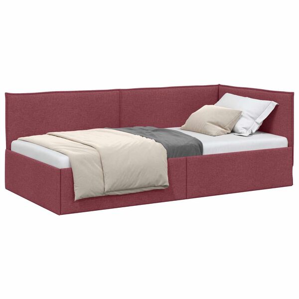 vidaXL Estrutura de Cama de Canto Vinho Vermelho 90 x 200 cm Veludo