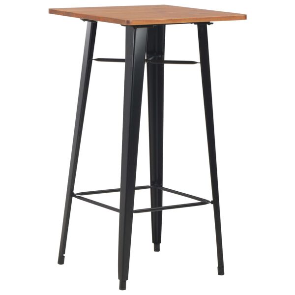 vidaXL 3 pcs conjunto de bar em a&ccedil;o preto e castanho