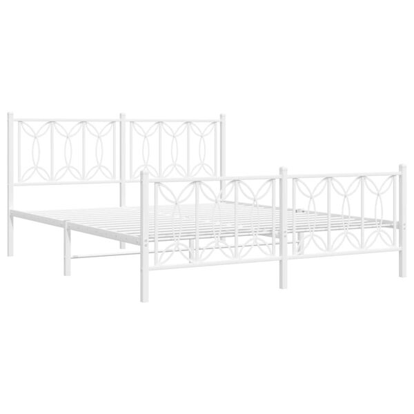 vidaXL Estrutura de cama com cabeceira e pés 150x200 cm metal branco