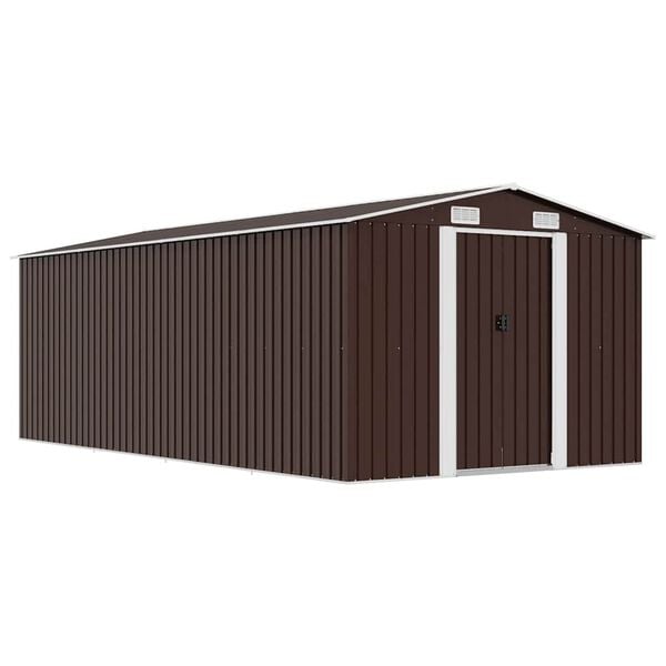 vidaXL Abrigo de jardim 257x489x181 cm metal castanho