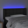 vidaXL Cabeceira de cama c/ LED couro artificial 83x16x78/88 cm preto