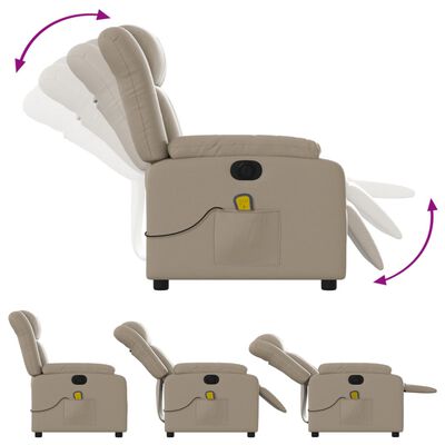 vidaXL Poltrona massagens reclinável elétrica couro artif. cappuccino