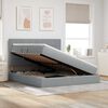 vidaXL Cama com arruma&ccedil;&atilde;o e LED Cinzento-claro 160 x 200 cm Poli&eacute;ster