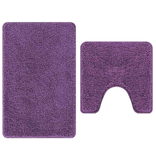 vidaXL Conjunto de Tapetes de Banho Antiderrapantes 2 pcs Roxo PP