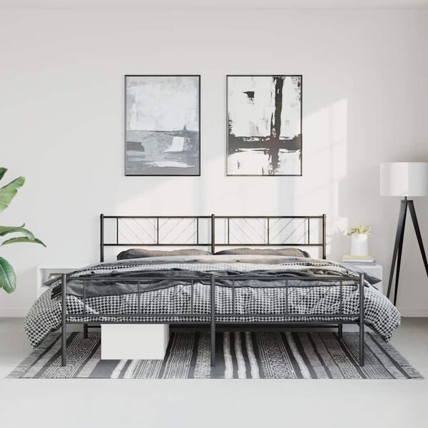 vidaXL Estrutura de cama com cabeceira e p&eacute;s 183x213 cm metal preto