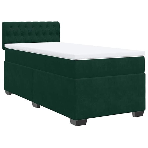 vidaXL Cama com molas/colch&atilde;o 80x200 cm veludo verde-escuro