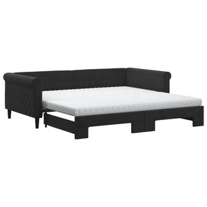 vidaXL Sof&aacute;-cama com gavet&atilde;o e colch&otilde;es 100x200 cm veludo preto