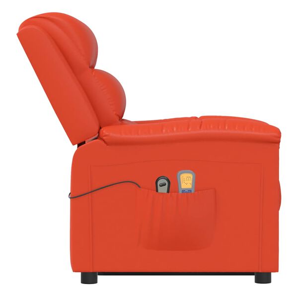 vidaXL Poltrona de massagens elevat&oacute;ria couro artificial vermelho