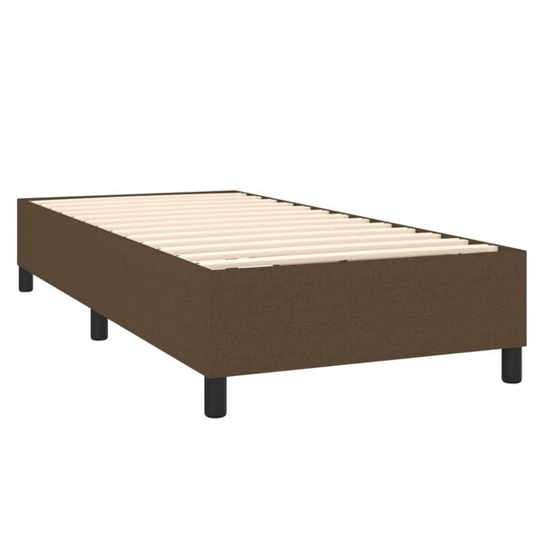 vidaXL Cama com molas/colch&atilde;o 90x200 cm tecido castanho-escuro