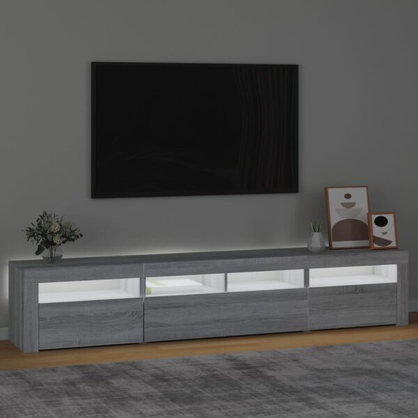 vidaXL Móvel de TV com luzes LED 210x35x40 cm sonoma cinza